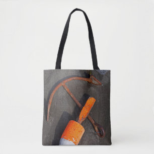 Rusty Anchor And Buoy On A Beach Tote Bag