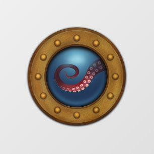 Rusty Antique Ship Porthole Deep Sea Octopus Window Cling
