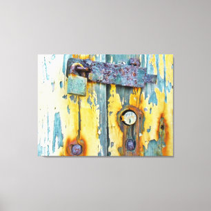 Rusty aqua painted barn door lock gallery canvas