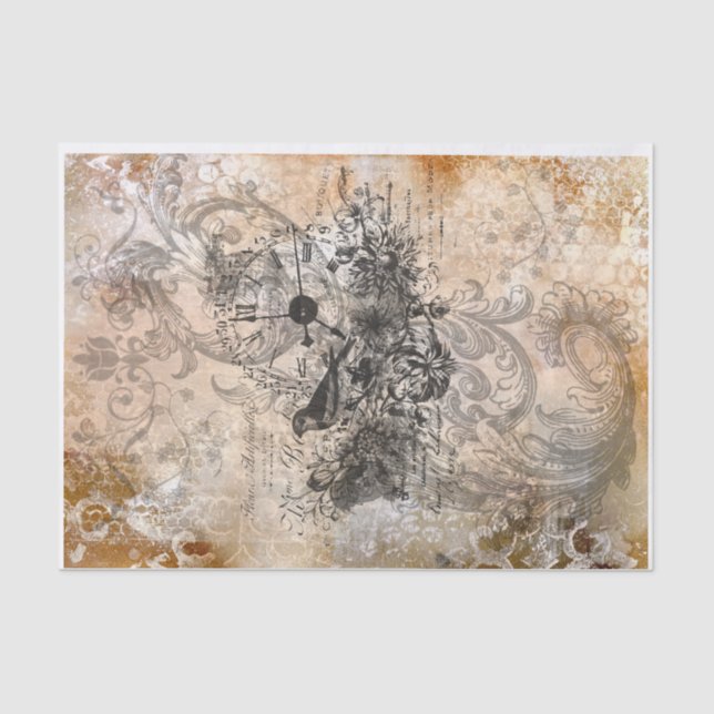 Rusty bird vintage decoupage tissue paper (Front)