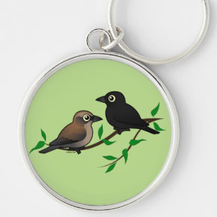Rusty Blackbird Pair Key Ring