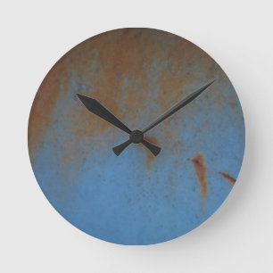 Rusty Blue background Round Clock