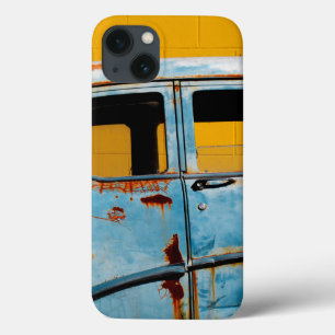 Rusty Blue Car and Yellow Wall iPhone 13 Case