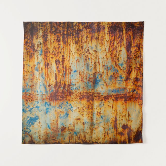 Rusty Blue Metal Texture Tapestry (Front)