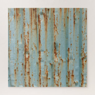 Rusty Blue Painted Metal Texture Jigsaw Puzzle