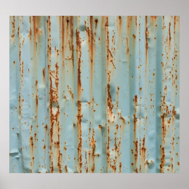 Rusty Blue Painted Metal Texture Poster (Front)