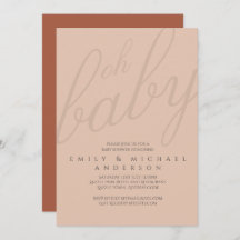 Rusty Blush Typography Baby Shower Gender Reveal
