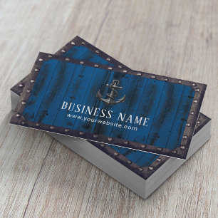 Rusty Boat Anchor Vintage Metal Framed Navy Wood Business Card
