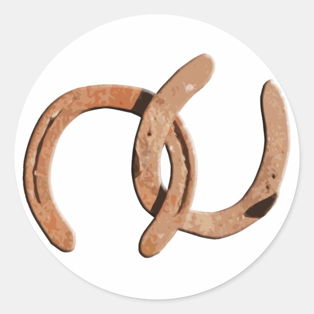 Rusty Brown Horse Shoes Classic Round Sticker (Front)