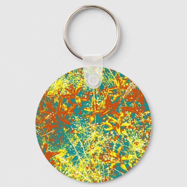 rusty brown leaves key ring (Front)