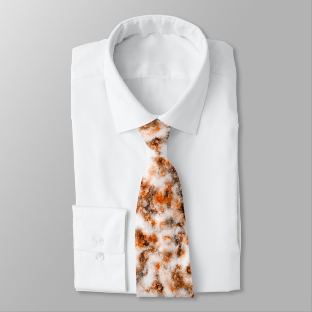 Rusty Brown Tone Marble Pattern Tie (Tied)