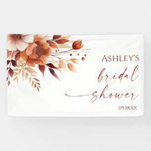 Rusty Burgundy Brown Floral Flower Bridal Shower Banner