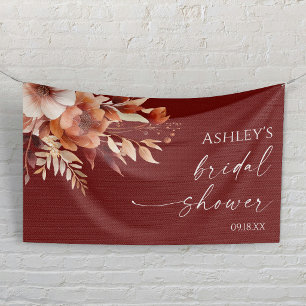Rusty Burgundy Brown Floral Flower Bridal Shower Banner