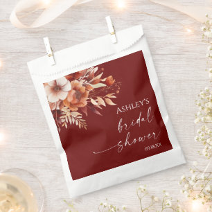 Rusty Burgundy Brown Floral Flower Bridal Shower Favour Bags