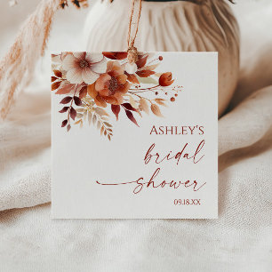 Rusty Burgundy Brown Floral Flower Bridal Shower Favour Tags