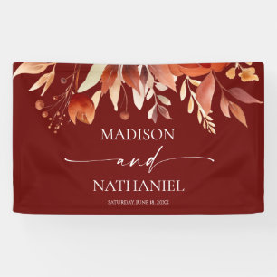 Rusty Burgundy Brown Floral Flower Wedding Banner