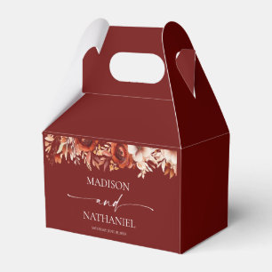 Rusty Burgundy Brown Floral Flower Wedding Favour Box