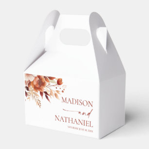Rusty Burgundy Brown Floral Flower Wedding Favour Box