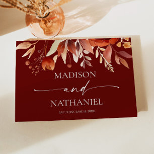 Rusty Burgundy Brown Floral Flower Wedding Guest Book