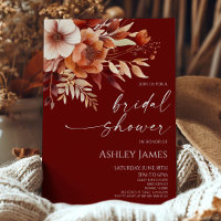 Rusty Burgundy Brown Floral Flowers Bridal Shower