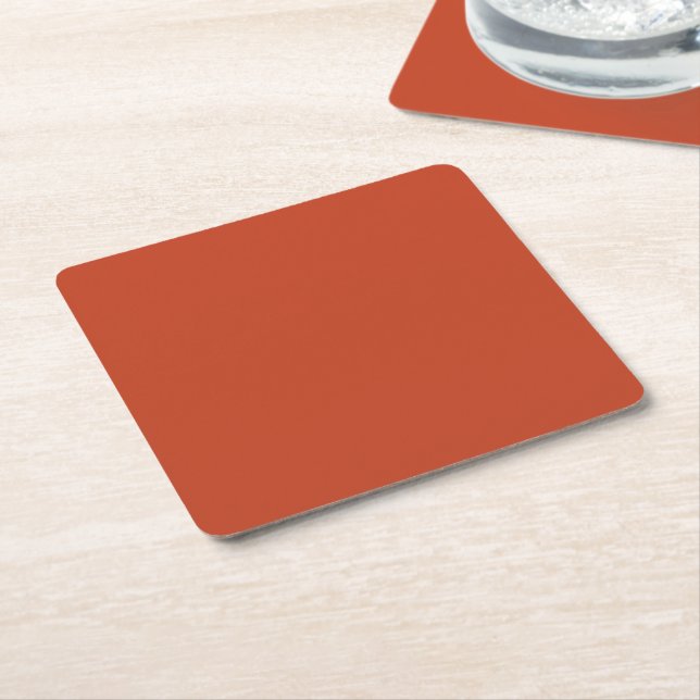 Rusty Burnt Pumpkin Solid Colour Square Paper Coaster (Angled)