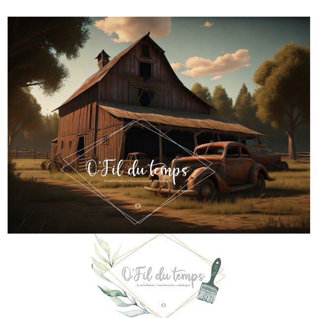 Rusty car and barn post-apocallyptic Tissue paper  (Creator Uploaded)