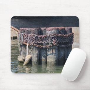 Rusty Chains Wrapped Around Harbour Piling Mouse Mat
