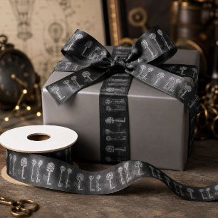 Rusty Chalkboard Victorian steampunk skeleton keys Satin Ribbon