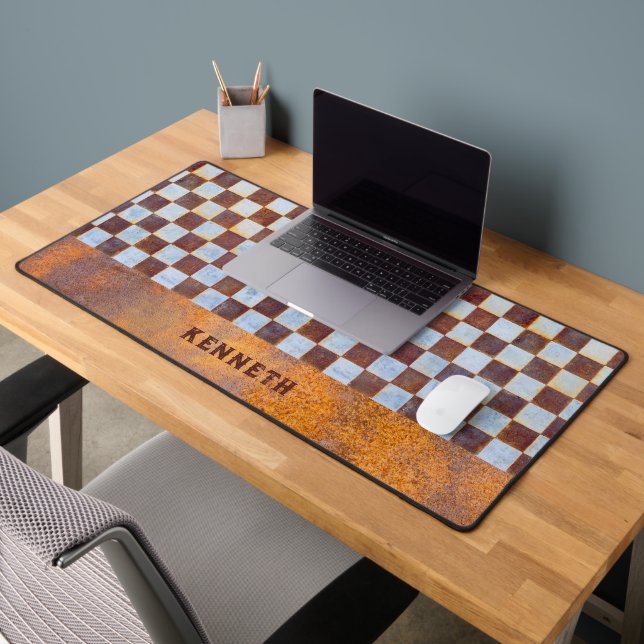 Rusty Checkers Custom Name Desk Mat (Office 2)
