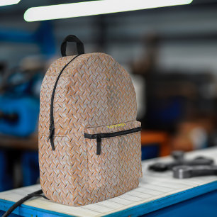 Rusty Diamond Plate Custom Name Printed Backpack