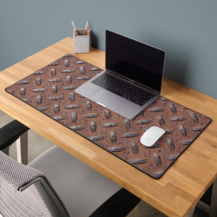 Rusty Diamond Plate Pattern Desk Mat
