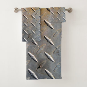 Rusty Diamond Plate Steel Bath Towel Set