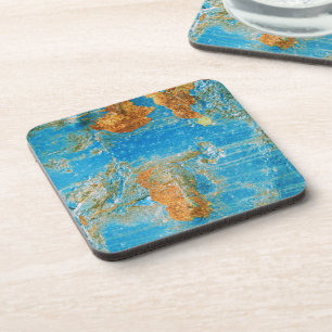 Rusty Distressed Blue Metal Coaster