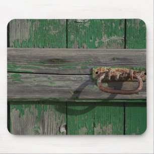 Rusty Door Handle On Green Door Mouse Mat