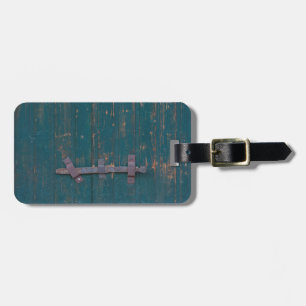 Rusty Door Latch On Green Door Luggage Tag
