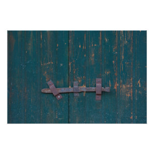 Rusty Door Latch On Green Door Poster
