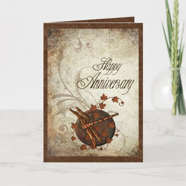 Rusty Dragonfly Anniversary Card (Front)