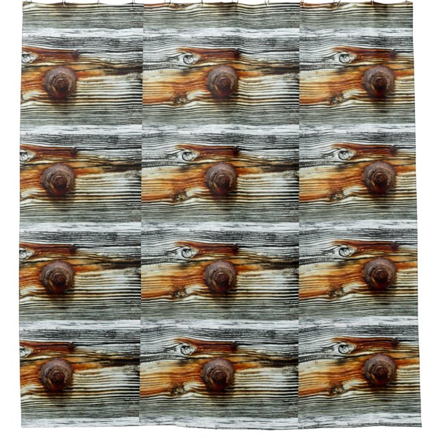 rusty driftwood grey boards pattern shower curtain (Front)