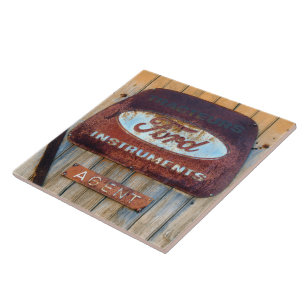 Rusty Enamel French Sign. Tile