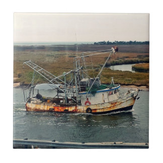 Rusty Fishing Boat Blue water in Marsh Tile