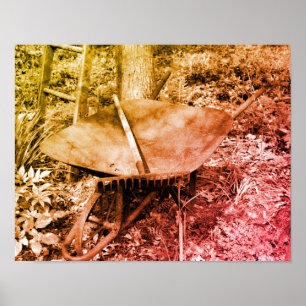 Rusty Garden Tools Distressed Black And White Poster