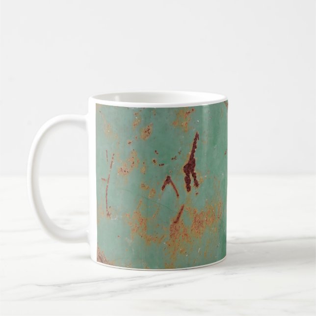 Rusty green weathered textured metal urban panel t coffee mug (Left)