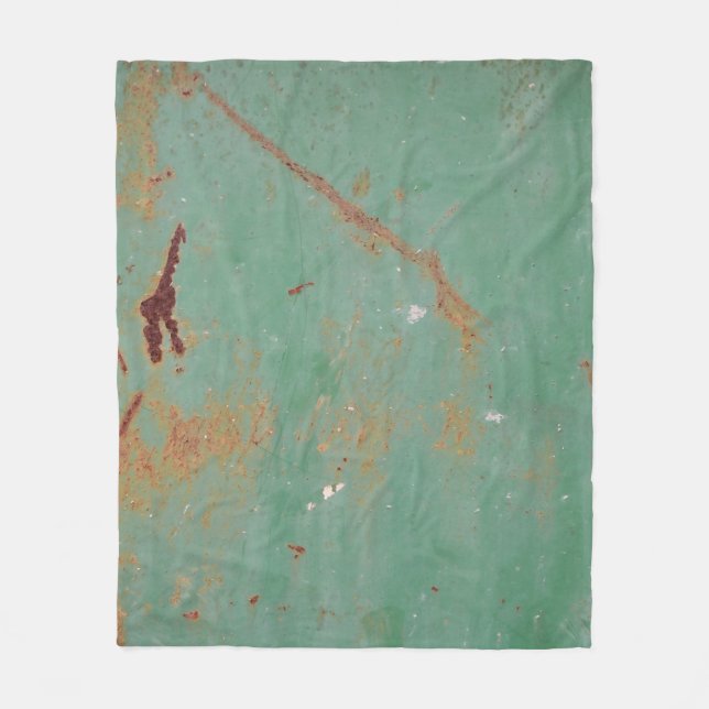 Rusty green weathered textured metal urban panel t fleece blanket (Front)