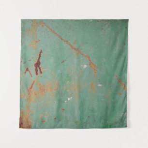 Rusty green weathered textured metal urban panel t tapestry