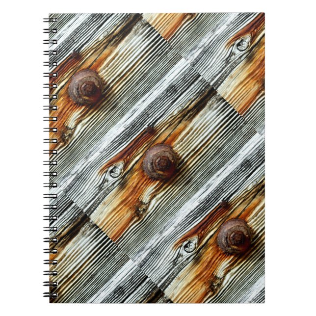 rusty grey driftwood boards notebook (Front)