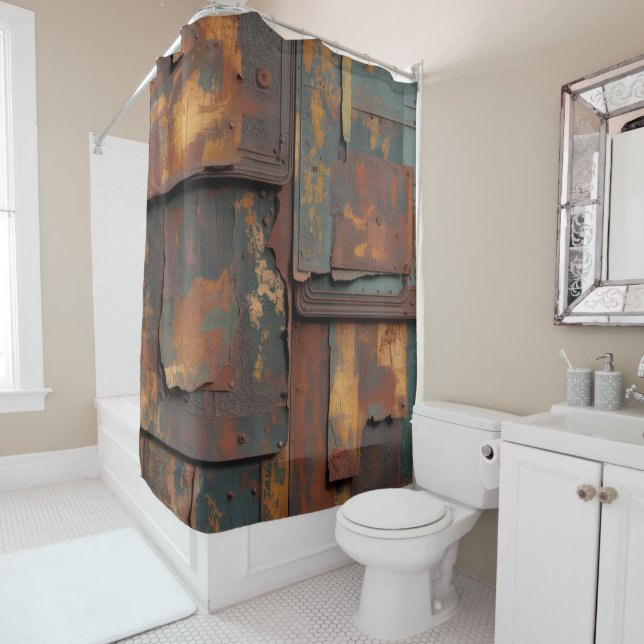 Rusty Grunge Metal Shower Curtain (In Situ)