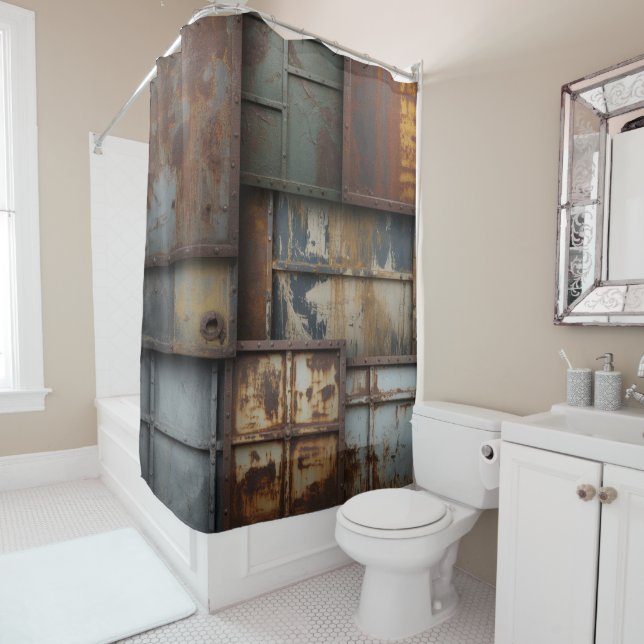 Rusty Grunge Metal Shower Curtain (In Situ)