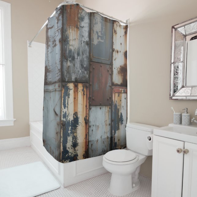 Rusty Grunge Metal Shower Curtain (In Situ)