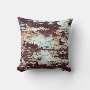 Rusty Iron Blue Peeling Texture Cushion
