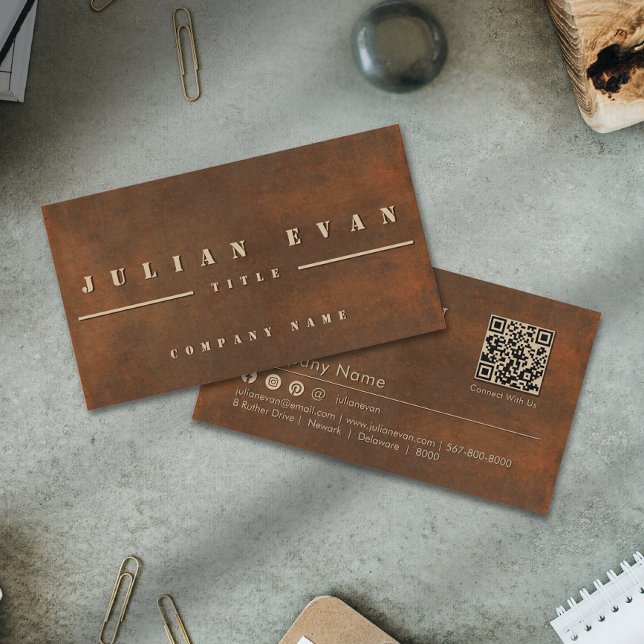 Rusty Iron Bold Stencil Typography Metal Business Card (Modern Rusty Iron Steel Bold Stencil Metal Business Card )